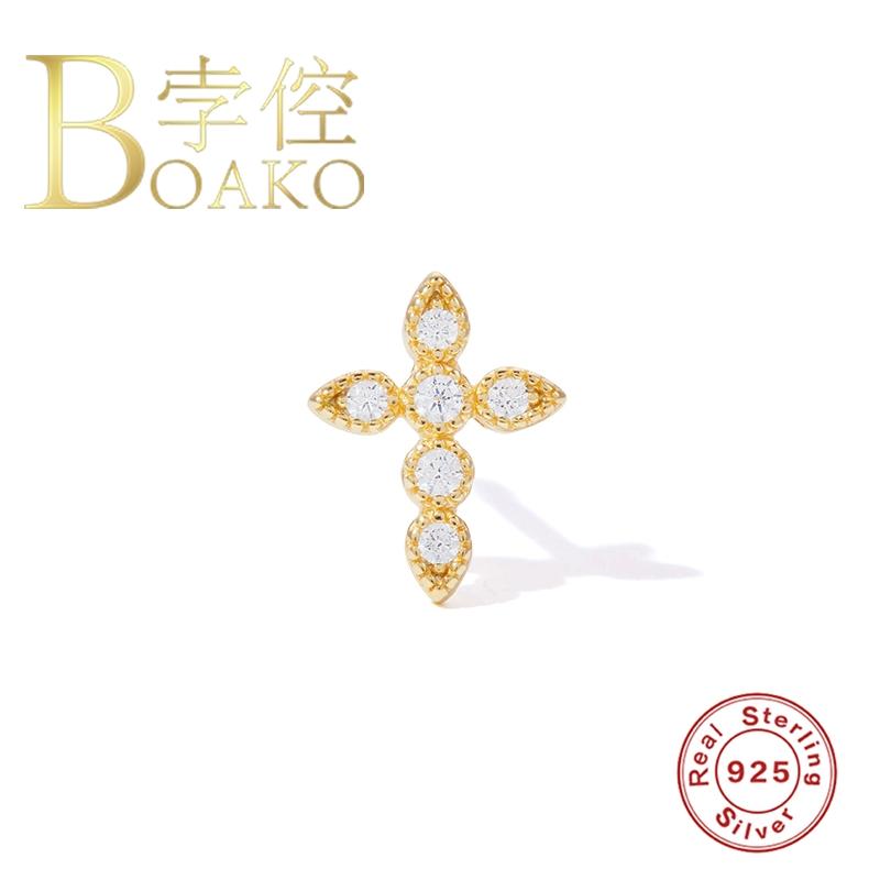 

Stud BOAKO Cross Mini Earring For Women 925 Silver Earrings Piercing Girl Zircon 2021 Fine Jewelry Pendientes Brinco