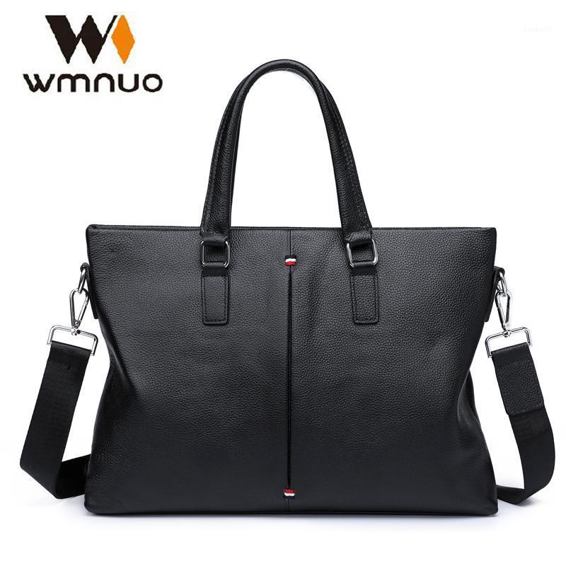 

Wmnuo Men Briefcase Bag Handbag Genuine Cow Leather Laptop Bag Casual Man Shoulder bags Men Messenger Computer Business 70051, Black