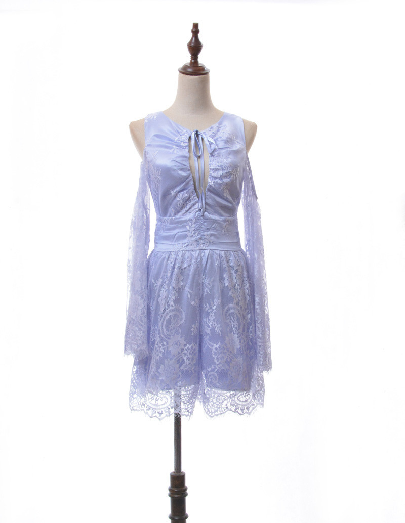 

2021 New Sexy Female Fashion Out the Loop Summer Cold Shoulder Extension Mini Playsuit Sleeve Emboridery Ample Leg Coveralls HT0O, Purple