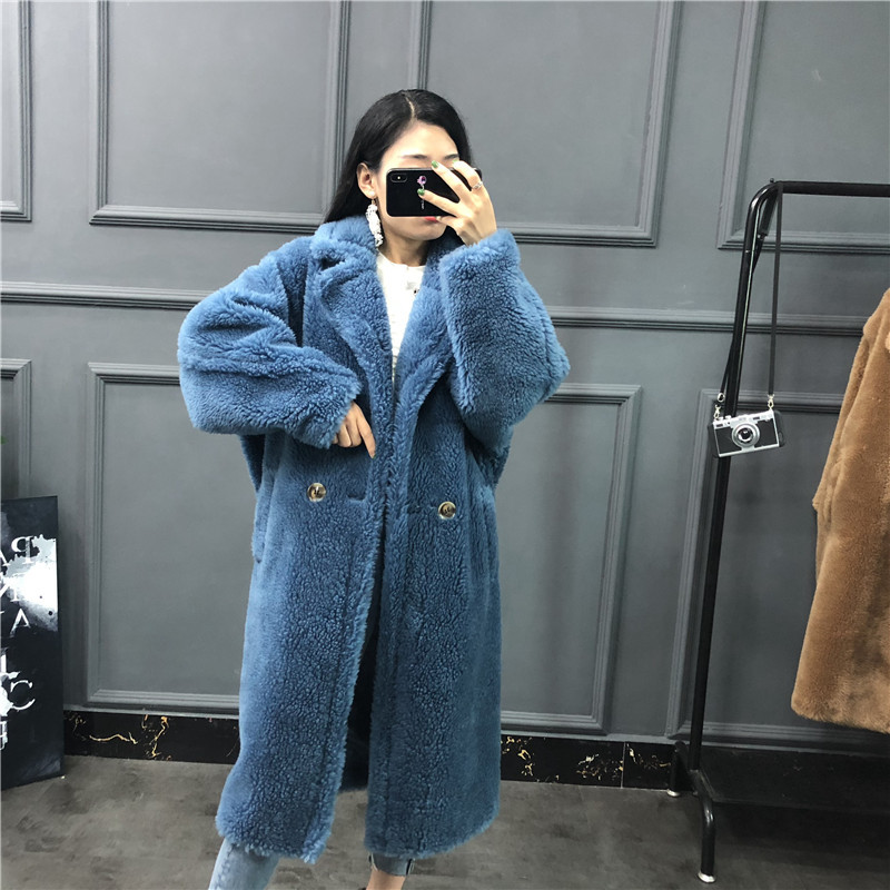 

Sheepskin Women Teddy Bear Fur Long Wool Warm Clothing of Suede Ladies Kzz5, The picture