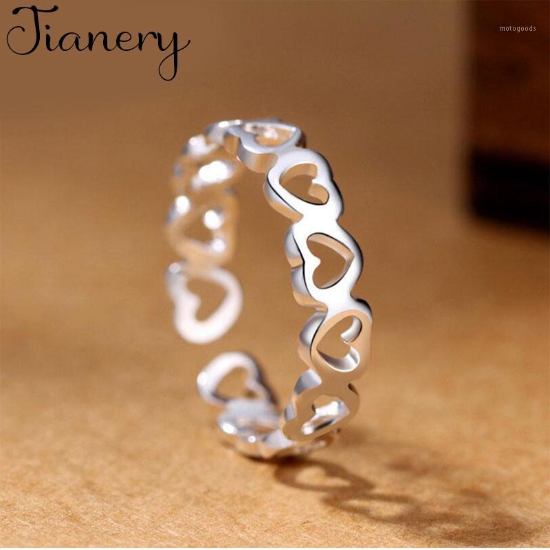 

Silver Color Minimalist Glossy Hollow Love Heart Rings For Women Wedding Rings anillos mujer1