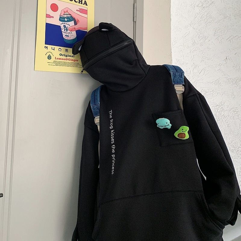 

Thin 2021 Autumn New Winter Soft Toad Hoodie Fashion Male Youth Wear 26CX, Black