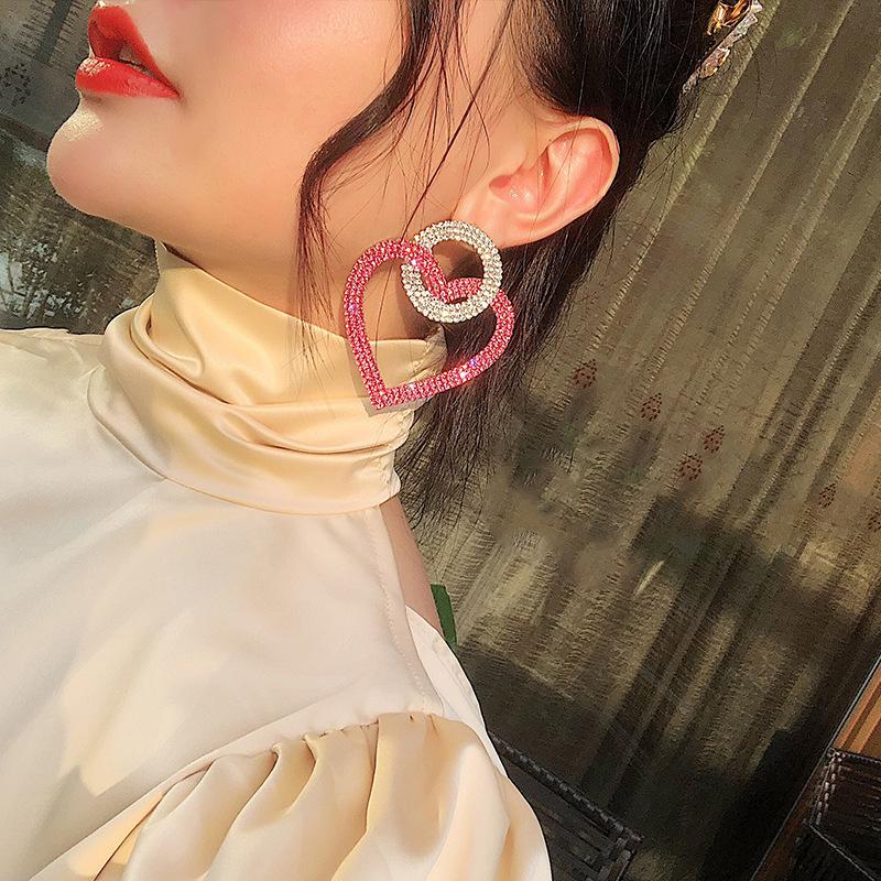 

Fashion Big Earrings With Stones 2020 New Statement Circle Heart Drop Dangle Earrings Party Jewelry Wholesale