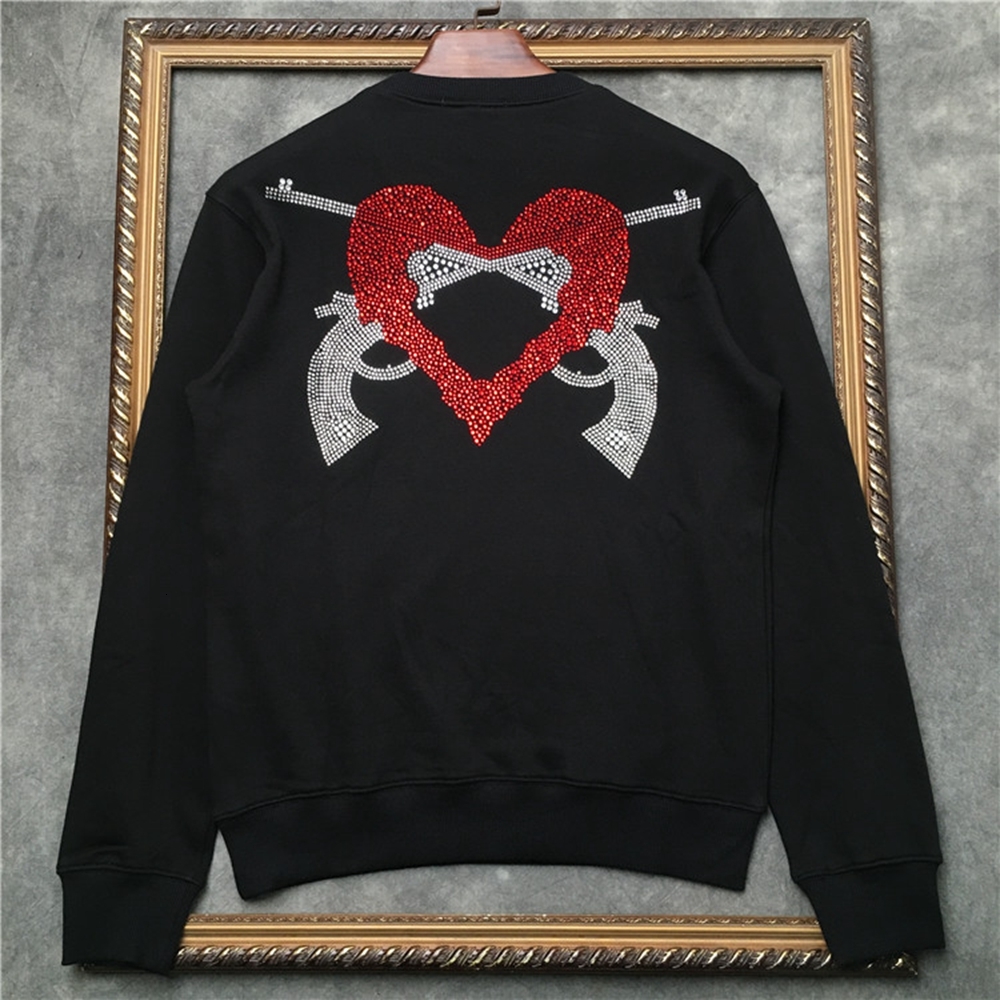 

Men's 100% Cotton Pullover Crystal Love Double Gun Pattern on Back Sweatshirt Men Sweaterwear Dd|41935d524 Vgt0, Black