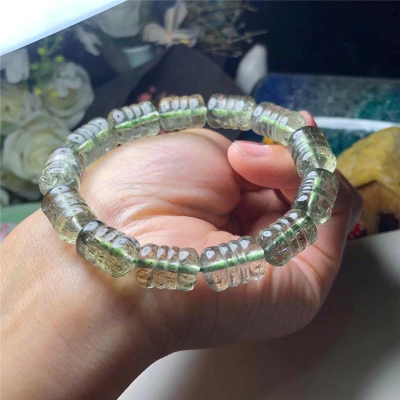 

Natural Green Tourmaline Crystal Clear Barrel Beads healing stones Bracelet
