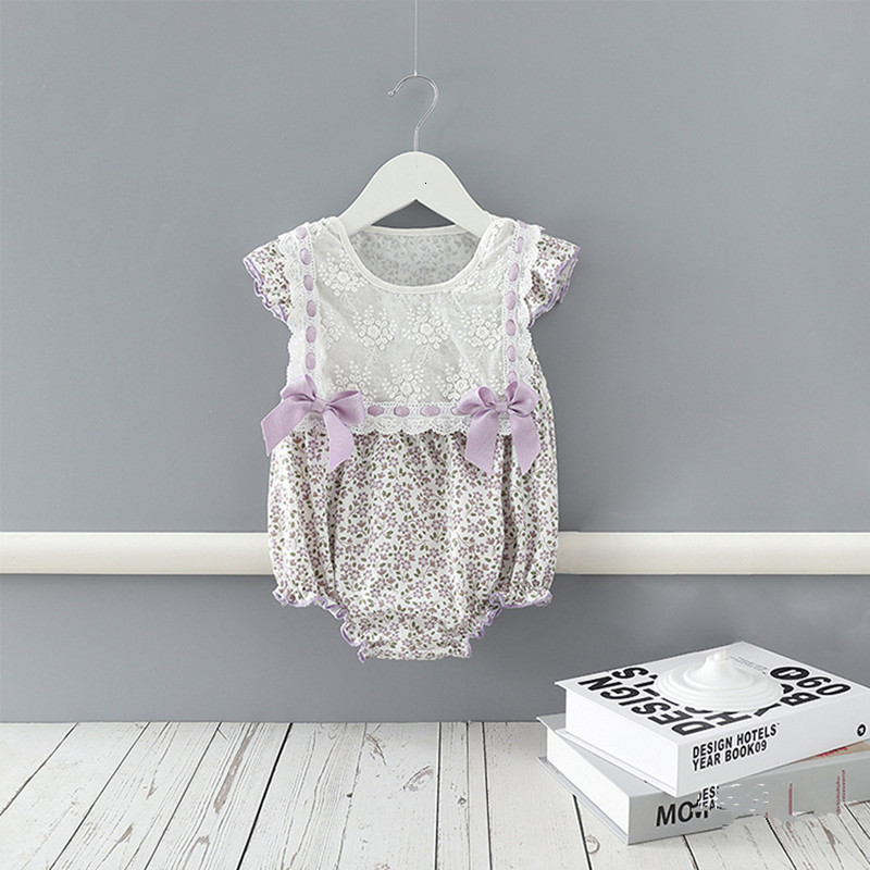 

2021 New Infant Newborn Floral Girls Bodysuit Spring One-pieces Jumpsuits Cotton Baby Girl Clothes Outfits Khqu, White