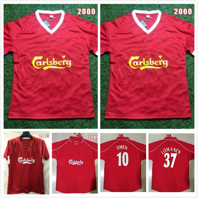 

Retro Soccer Jersey 00 01 02 05 #17 Gerrard #10 OWEN FOWLER 9 SMICER 7 Maillot HESKEY Keane vintage Football Shirts, Black;yellow