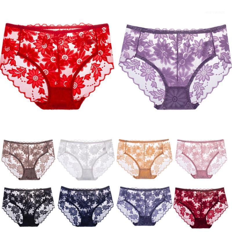

10 PCS Women's Underwear Spandex Crotch Intimates Women's Sexy Lace Transparent Flower Panties Seamless Low-Rise Panty Briefs1, 3 (10 pcs)