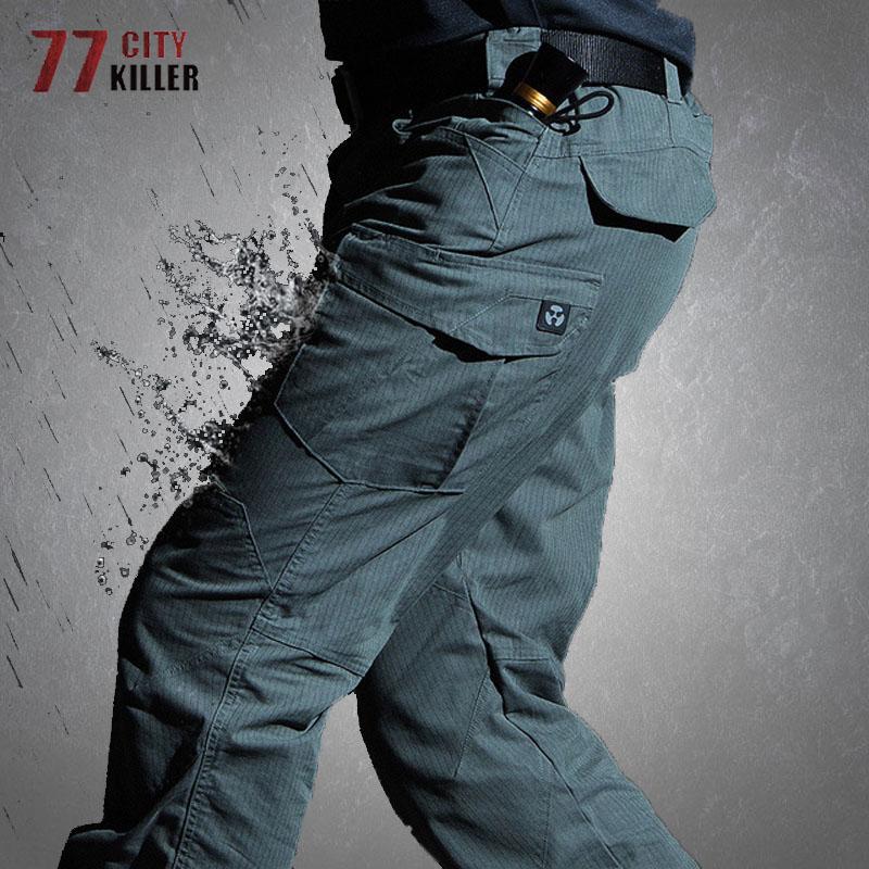 

Tactical Pants Men Waterproof Multi-Pockets Cargo Mens Pants Outdoor Training Wear-resistant Elasticity Trousers Male, Army green