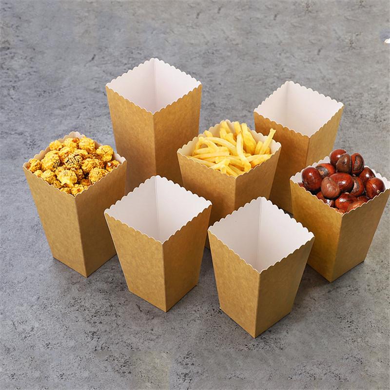

24Pcs/lot Kraft Treat Popcorn Box for Wedding Party Supply Decoration Christmas Birthday CinemaParty Candy Square Gift Boxes