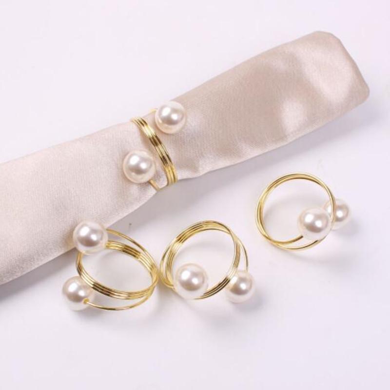 

12pcs Gold/Sliver Imitation Pearls Napkin Rings For Wedding Party Holiday Dinner Desktop Decoration Table Napkin Holders1