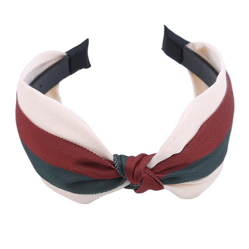 

2020 Bohemian Women Elegant Top Knot Striped Contrast Color Headband Hairbands Hair Holder Turban Fashion Hair Accessories