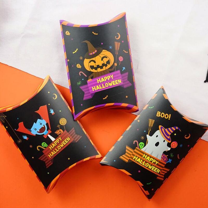 

FeiLuan store10pcs 3 selection of cartoon Halloween paper bags candy pillow boxes spot wholesale creative packaging gift cartons1