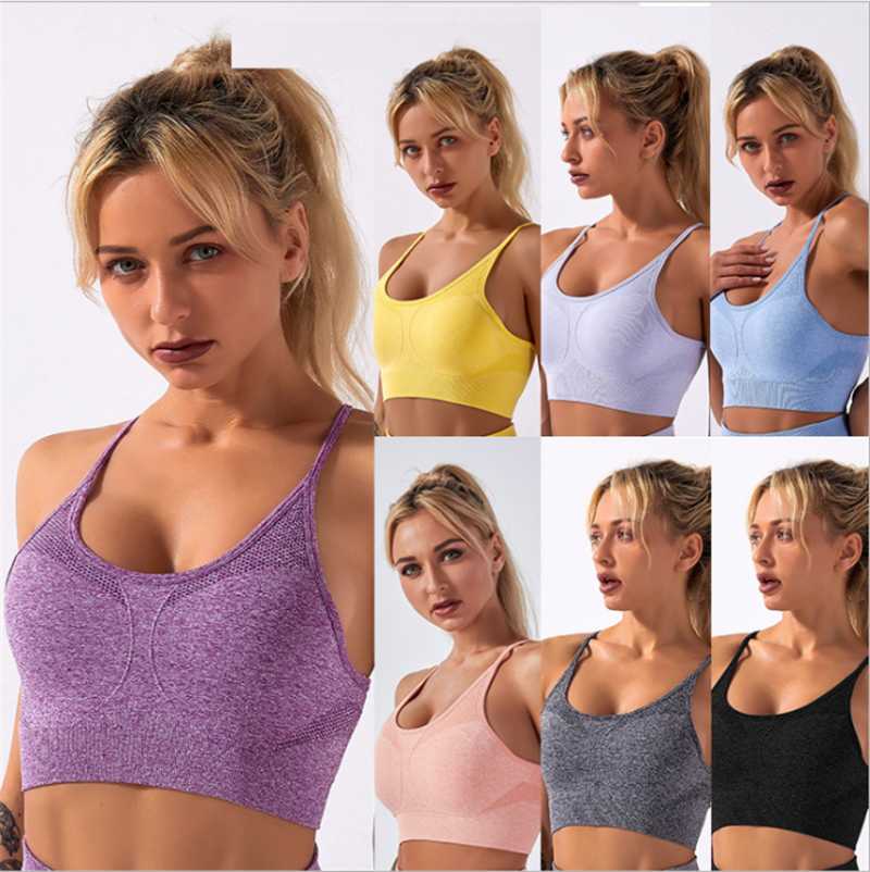 

2020 seamless yoga wear yoga sports bra fitness vest women fall/winter DS98, Grey bra