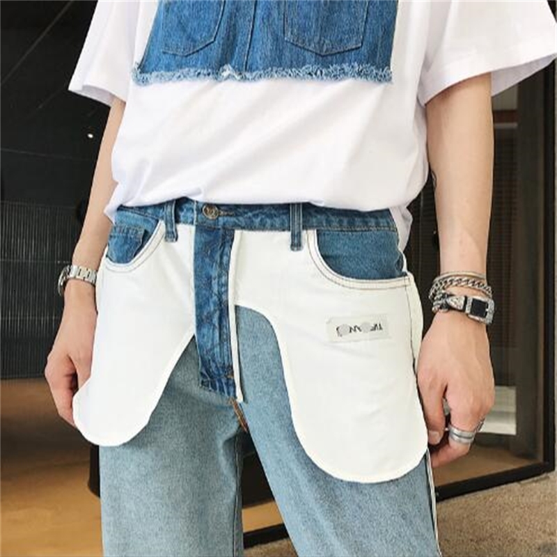 

2021 New You'll See Skinny Denim Pants Men's Slacks Fashion-oriented Men Color of Pocket Seam. FOXQ, Blue.