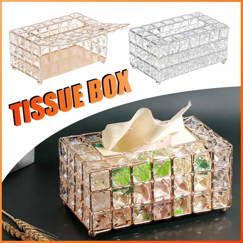 

European Crystal Tissue Box Removable Tissue Napkin Dispenser Holder Table Kitchen Living Room Dining Room Decor Storage Box