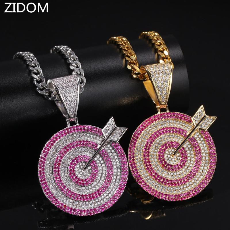 

Men Hip hop iced out bling darts shape Pendant Necklaces pave setting cubic zirconia Male Hiphop necklace charm jewelry gifts