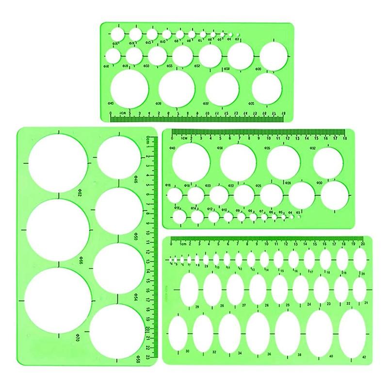 

4 Pack Measuring Template Ruler Geometric Ruler Template for Office and School, Building Formwork,Drawing Templates