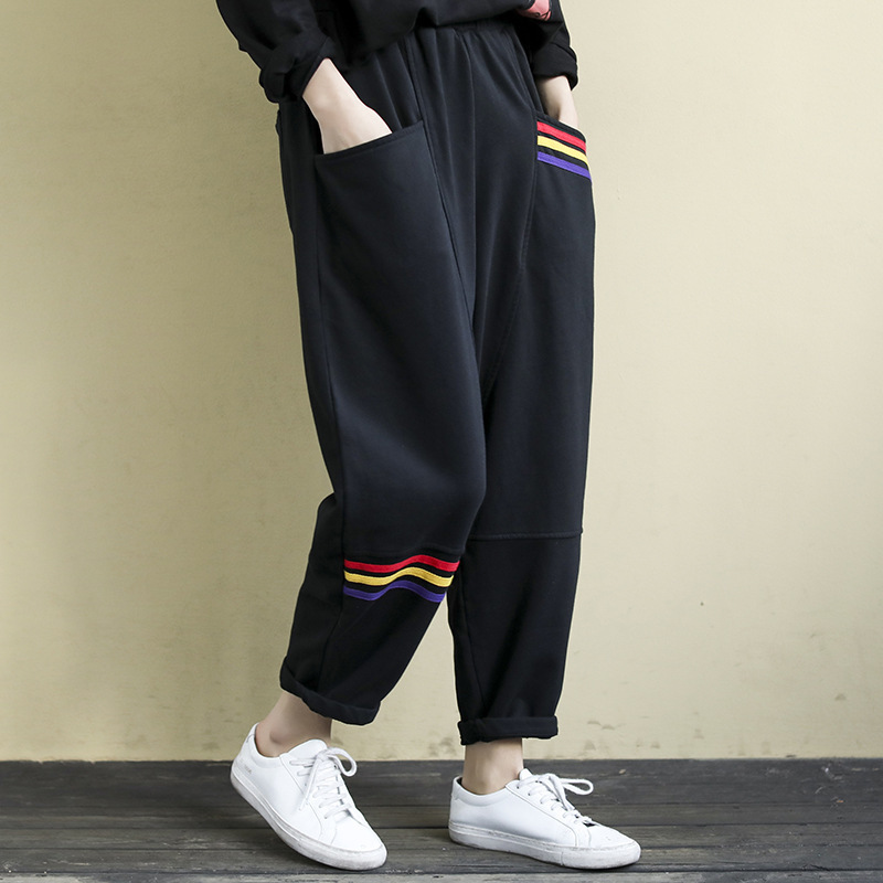 

Fashions Spring Ladies Cotton Women's Pants Knitted or Crocheted Hare Pantalons Large Size Elastic New Hoodie Khay, Red