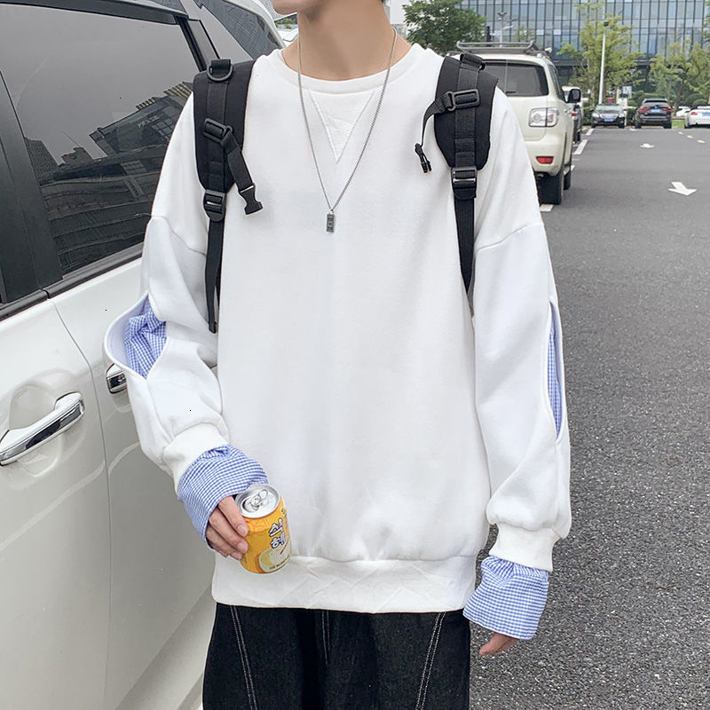 

Sweatshirt 2021 Male Spring and Autumn New Round Collar Was Diluting Two Pieces 2ZT3, Black