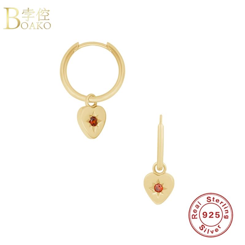 

BOAKO 925 Sterling Silver Earrings For Women Heart CZ Ohrringe Hoop Earring Gifts Joyero Pendientes Brincos Aretes Fine Jewelry