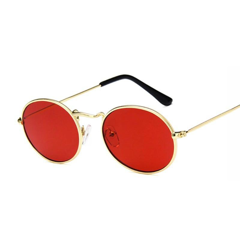 

Sunglasses Retro Oval Women 2021 Designer Vintage Small Black Red Yellow Shades Sun Glasses Female Oculos UV400