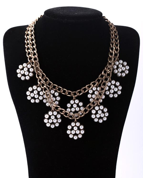 

Necklace Simulated Pearl For Women Fashion Multilayer Gold Color Statement Long Chain Trendy Classic Vintage Pendants Jewelry