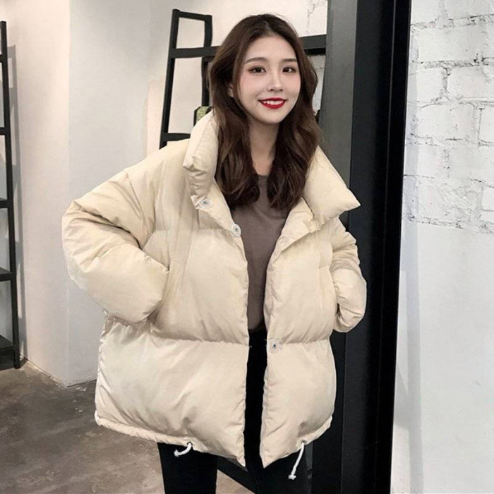 

2021 The New New Female Winter New Korean Version of Short Bread Quilted Cotton Jacket Ggcm, Apricot