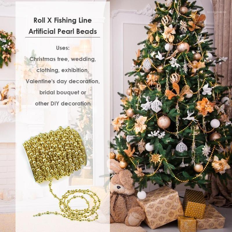 

15m Gold/Silver Fishing Line Artificial Pearl Beads DIY Garland Xmas Wedding Festival Party Clothing Exhibition Ornaments1