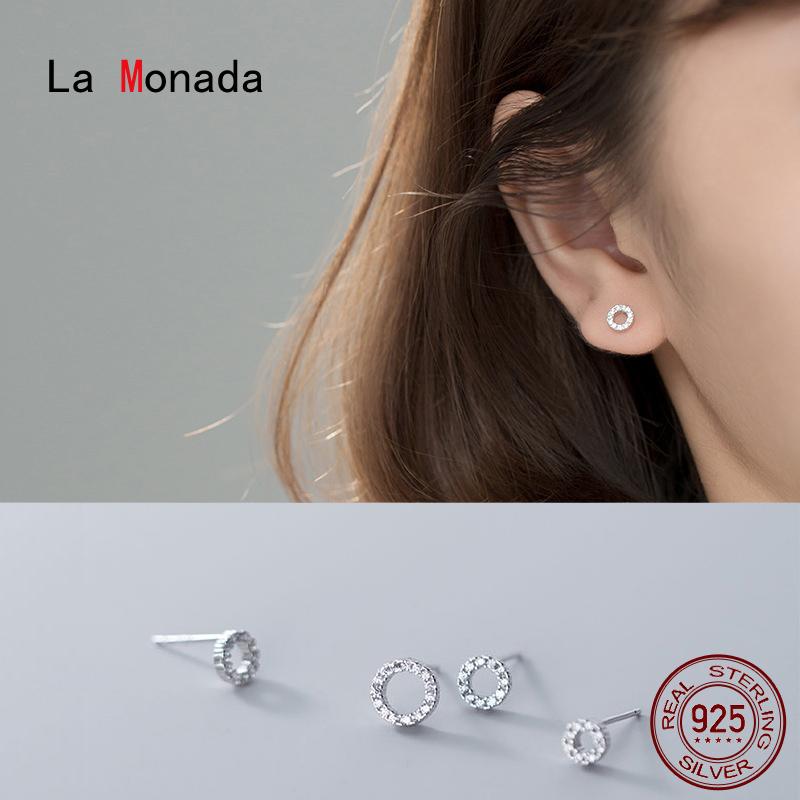 

La Monada Circle Round Minimalist Sterling Silver Stud Earrings Women Fine In 925 Silver Jewelry Woman Earrings Stud 925