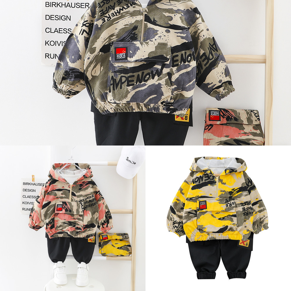

Kids Boy Clothes Camouflage Baby Suit Hooded Camo Top + Pants Sport Children Kids Outwear Baby Gifts for Newborn Boys Green J1204, White