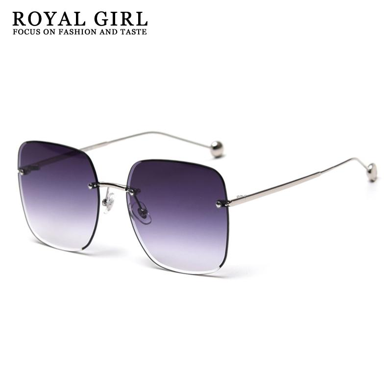 

Sunglasses ROYAL GIRL Square Rimless Women Designer Summer Glasses Fashion Sun For Men UV400 Shades Ss073