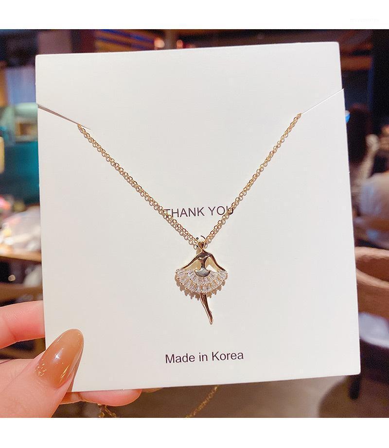 

Titanium Steel Zircon Ballet Girl Necklace All-Matching Sense of Quality Collarbone Chain1
