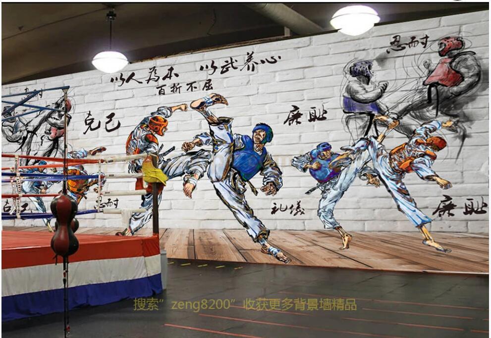 

3d wallpaper custom photo mural on the wall White wall taekwondo culture living room home decor 3d wall murals wallpaper for walls 3 d, Non-woven