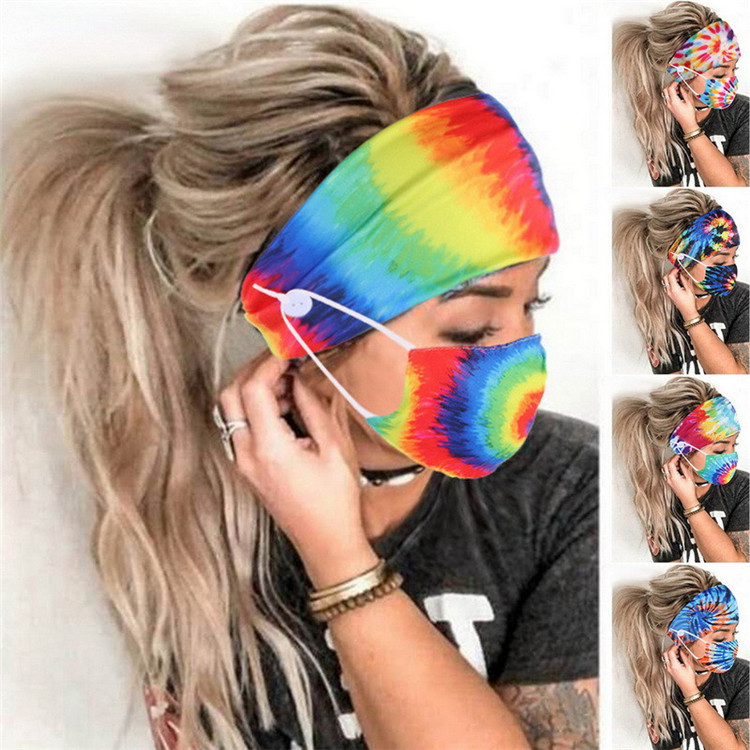 

Color Blocking Face Mask Hair Bands Tie Cycling Yoga Sports Sweat Headband For Men Women Head Sweat Bands Face Mask Safety 2PCS, #5