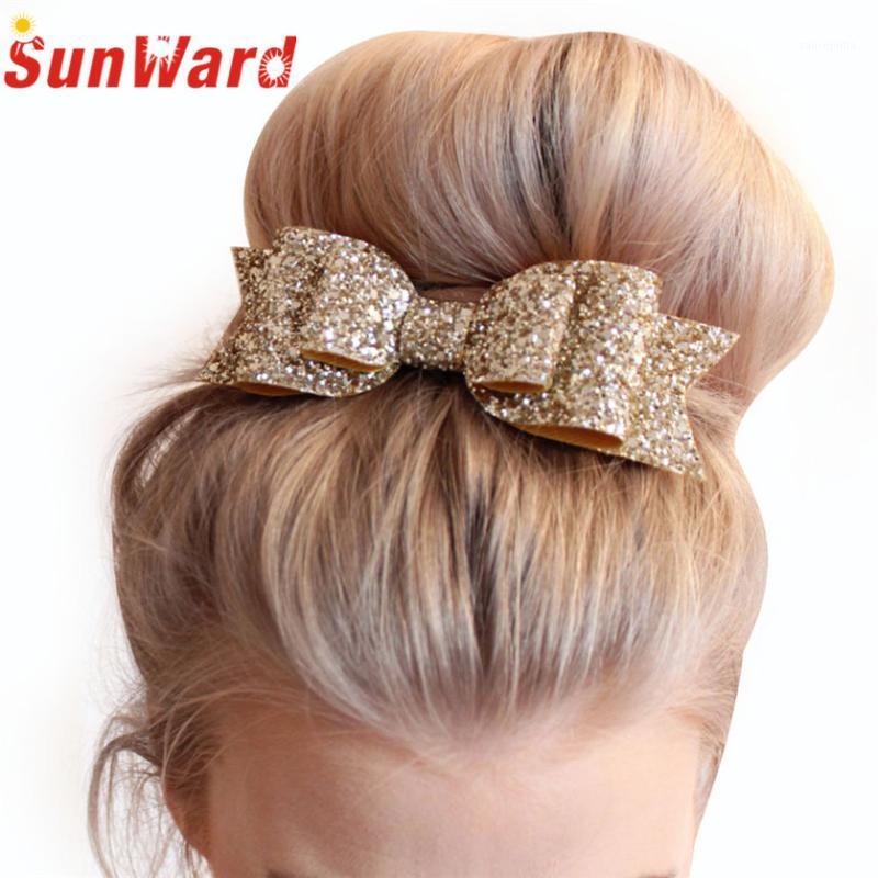 

Wholesale- Baby Girl Kids Sequin Bowknot Bow Hair Clip Sweet Glitter Hair Bow Clips Sequin Europe Baby Headdress Accessories1, Silver