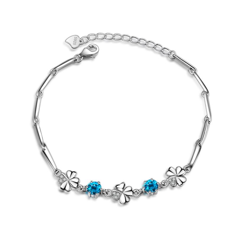 

Fashion Luxury Crystal Jewelry Sterling Bracelets for Women Jewelry Simple Lucky Clover Bracelet