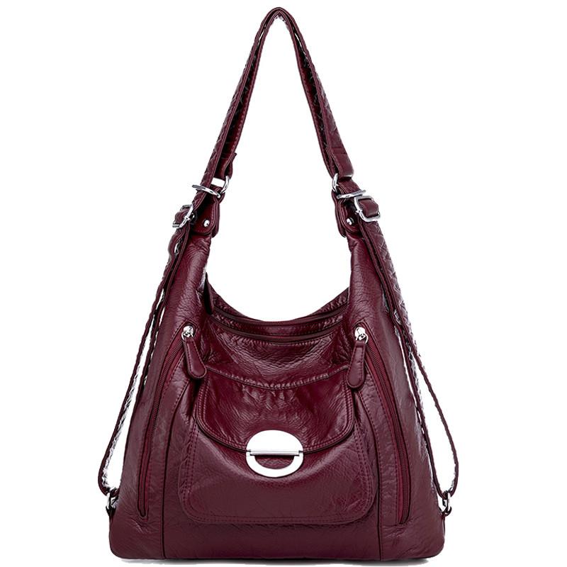 

Soft Leather Luxury Handbags Women Bags Designer Crossbody Bags for Women 2021 New Large Shoulder Travel Back Pack Mochila, Black