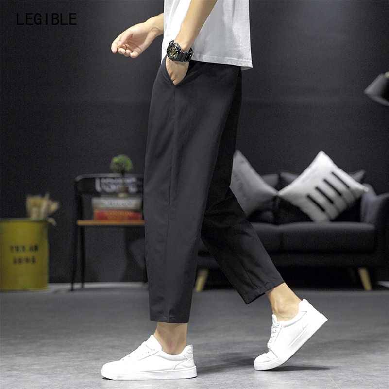 

Summer Men Harem Pants Lightweight Cotton Ankle-Length Loose Mens Joggers Pants Casual Men Trousers 4XL 5XL 201109, Gray