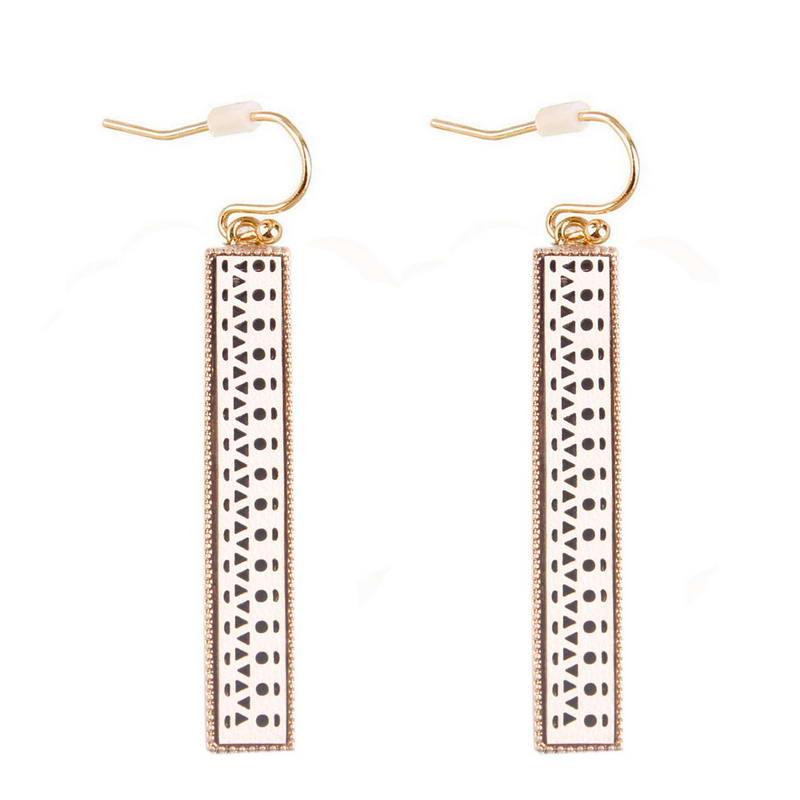

Two Tone Metal Vertical Bar Dangle Earrings for Women Long Earrings Zinc Alloy Geometric Jewelry Wholesale E7796 ZWPON