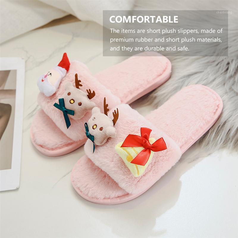 

1Pair Women Santa Claus Slippers Winter Wearing Non-Slip Slippers Home Shoes1