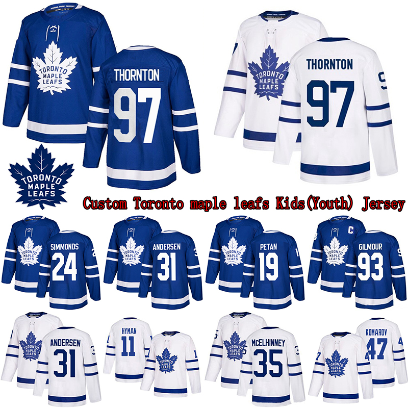

Custom Toronto maple leafs Kids(Youth) Jersey 91 John Tavares 34 Auston Matthew 97 Joe Thornton any number any name hockey jersey, Blue