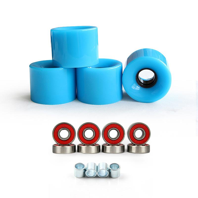 

60mm Led Skateboard wheels with bearing set longboard wheels 78A soft fishboard PU wearable, White