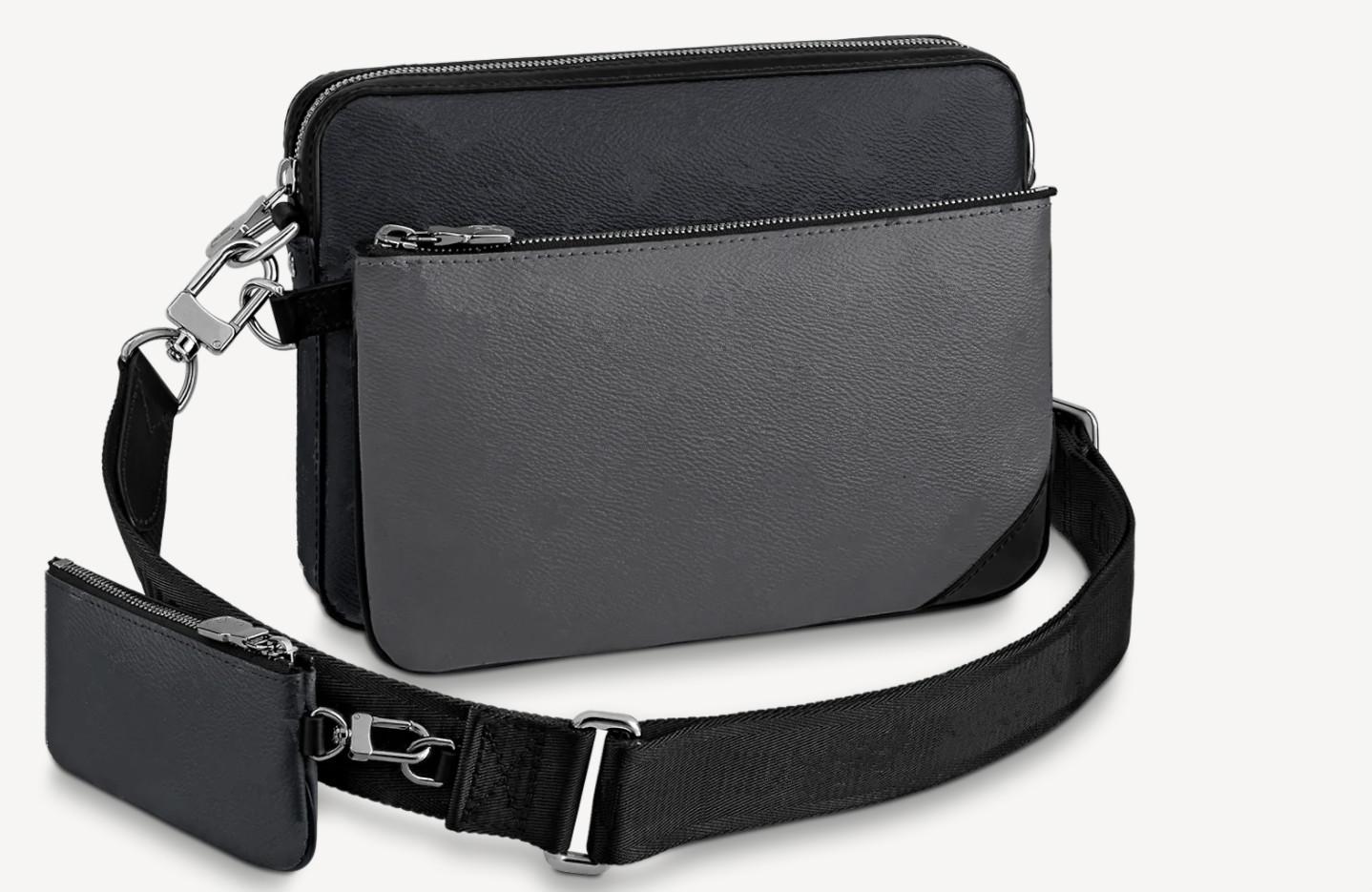 

2022 Handbags Men Leather Shoulder Bags 3 Piece Business Messenger Bags Purse Top Handbags Men Tote Clutch, Black flower