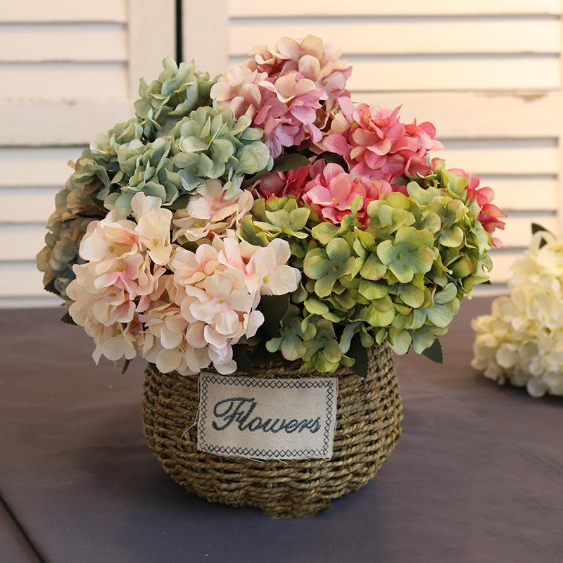 

Simulation Hydrangea Plastic Bouquet Wedding Party Potted Artificial Bouquet Garden for Home Decoration, Green