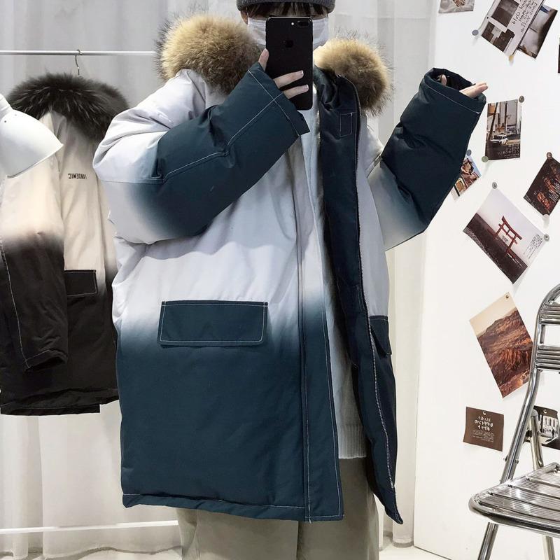 

Men' cotton-padded clothes 2020 Autumn-Winter new color-changing hooded cotton-padded clothes casual youth men' wear, White to green