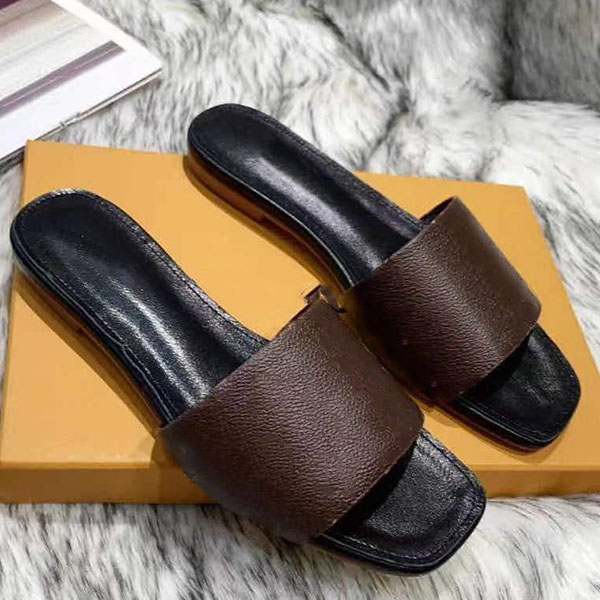 

Woman Slipper Designer Slipper TOP-Quality Casual Slipper Calfskin Fashion Super Star Sandy Flip Flops Size 35-44 With box, Brown