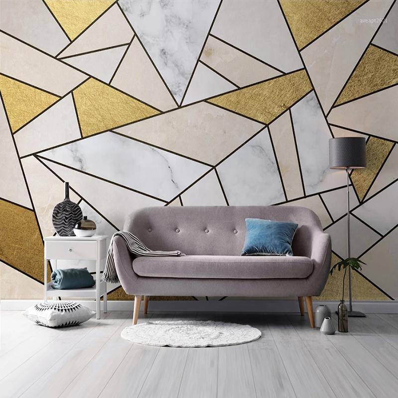 

Custom Photo Wall Papers Home Decor Modern Abstract Geometric Marble Waterproof Mural Wallpaper Living Room Sofa TV Background1, As pic