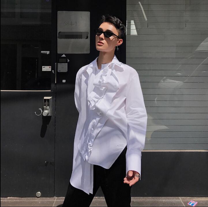 

2021 New Caseiro Style of Heavy-weight Men Multi-function Lace Buttons Double-line Four-season Collar Wear Shirt B8LQ, White