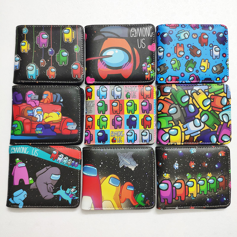 

new 42 Styles Game Among Us Wallet Folded Purses Card Slot Holder Wallets New Cartoon Anime PU Leather Coin Purse Billfold Money Clip, As show